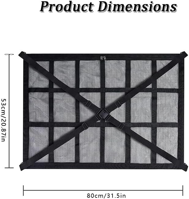 Car Ceiling Cargo Net Pocket for Honda Element 2000–2011, Car Roof Storage Organizer, Double Layer Overhead Cargo Net for Auto with Zip Closure for Trip, Camping,B