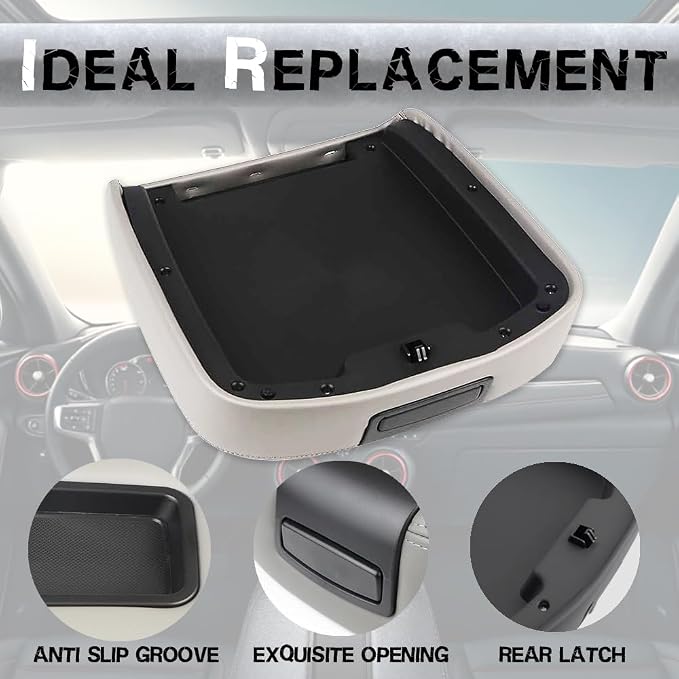 Upgrade Center Console Armrest lid Cover for Chevy GMC, 19328717, Gray | For Silverado/Sierra 1500 2500HD 3500HD 2007-2013, Suburban1500/2500HD/3500HD, Avalanche, Yukon/Yukon XL & Tahoe 2007-2014