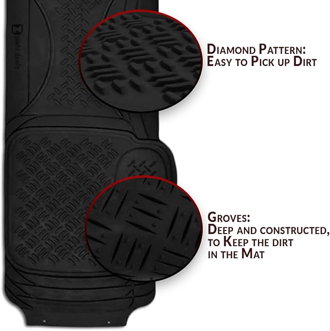 Zento Deals Car Floor Mat -Heavy Duty Weather Protection Mats (Black - 1pcs Car Diamond Floor Mat)