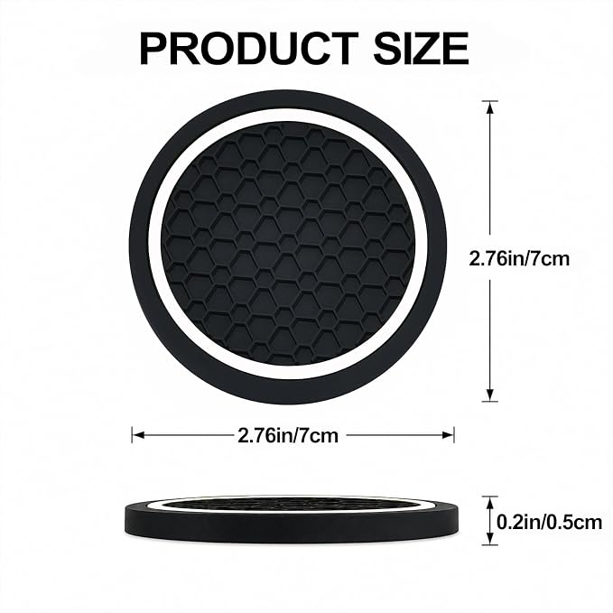 4PCS Car Cup Holder Coasters - 2.75 Inch Non-Slip Insert Water Bottle Holder Pads, Dustproof Automotive Interior Accessories Mat, Universal for Vehicles, Trucks, RVs (White)