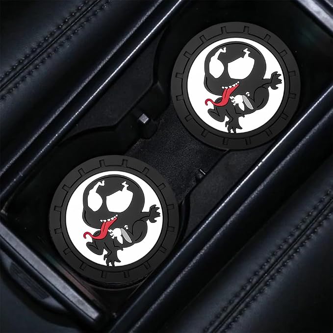 Venom Car Cup Holder Coasters for Marvel Fans, The Venom Car Coasters for Car Cup Holder Insert,Silicone Non-Slip Car Cup Mat,2.75''