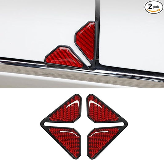 2PCS Car Door Protector Edge Guards for Door Corner, Carbon Fiber Anti-Collision Front Doors Corner Protector Self-Adhesive Sticker, Universal Vehicle Decoration Accessories (Red)