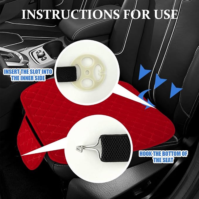 Leather Front Car Seat Cover, Anti-Slip Car Seat Bottom Covers, Full Wrapped Bottom Seat Protectors with Storage Pocket, Universal Comfortable Seat Cushion Fit Vehicles SUVs Trucks (K2-Red)