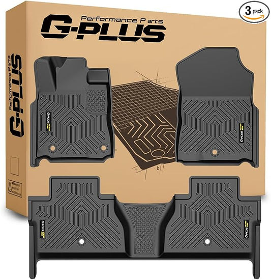 G-PLUS TPE Floor Mats Fit for Toyota Tundra CrewMax Cab 2014-2021 | All Weather Protection,Non-Slip,Custom Fit Floor Cargo Liners,TPE Full Coverage,1st & 2nd Row,Black