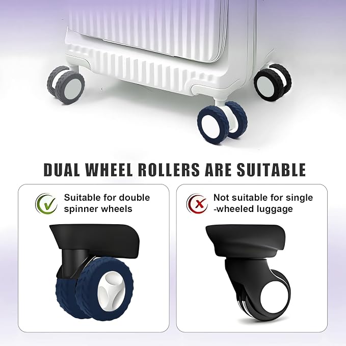 16Pcs Luggage Wheel Covers,Fits 2-2.4'' Suitcase Wheel,Midnight Blue | Carry On Luggage Wheels Protector,Upgraded Luggage Travel Accessories,Helps reduce daily rolling noise and surface wear.