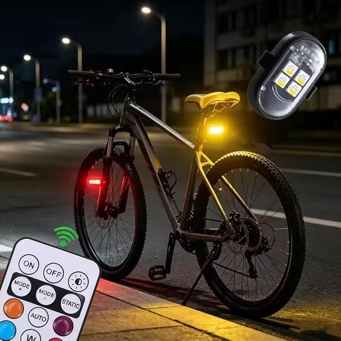 Upgraded 4PCS Mini Car Wireless LED Strobe Lights with Remote Control Wireless LED Lights for Car Motorcycle Bicycle Bike USB Rechargeable 8-Color Car Ambient Lighting Car Led Lights Interior