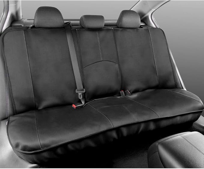 Motor Trend SpillGuard Waterproof Car Seat Covers, Front and Rear Full Set (Gray Stitch) – Neoprene Seat Protectors with Extended Bench Side Coverage for Auto, Truck, Van, and SUV