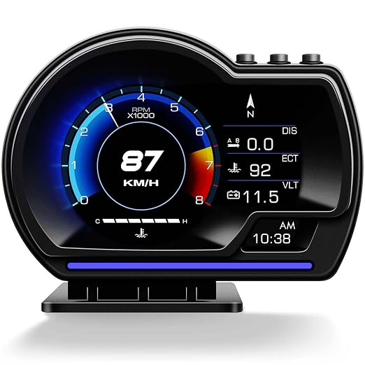 MH Head Up Display for Car, OBD2+GPS Dual System, OBD2 Gauge Display, GPS Speedometer, Tachometer, Water Temp, Volt, Overspeed Alarm Fault Diagnosis