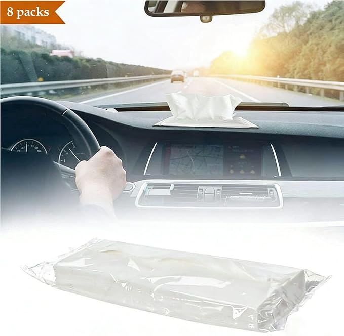 Car Visor Tissue Refills 3-Ply, 8-Pack for Car Tissue Holder Auto Sun Visor Travel