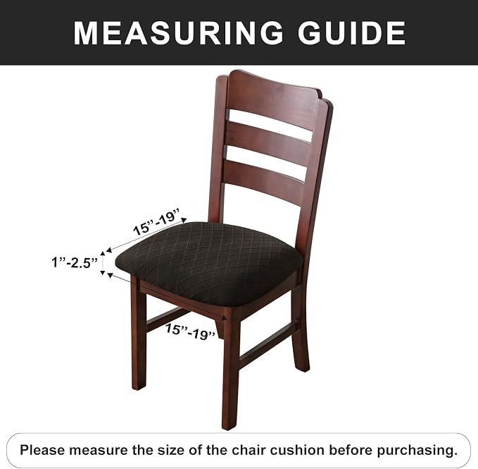 Genina Waterproof Seat Covers for Dining Room Chairs Covers Dining Chair Cover Kitchen Chair Covers (Black, 6 Pcs)