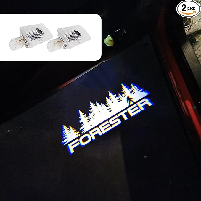 2 pcs Non-Fading LED Car Door Logo Lights Courtesy Projector Laser Welcome Light Ghost Shadow Forester Accessories Puddle lamp Compatible with Forester (Forester01)