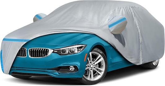 Car Cover for 2013-2026 BMW M4/4 Series 420i 428i 430i 435i 440i Sedan Coupe, Waterproof Custom-fit Sun Rain Dust Snow All Weather Protection Outdoor Car Cover with Cotton Lining and Door Zipper-Gray