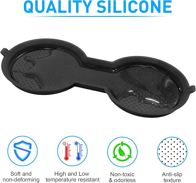 for Tesla Model 3 Accessories 2021-2023 Model Y 2021-2024 2025 Cup Holder Inserts Center Console Liner Coasters Mat Pad Interior Decoration 3D Silicone (Black Trim, 3 pcs)