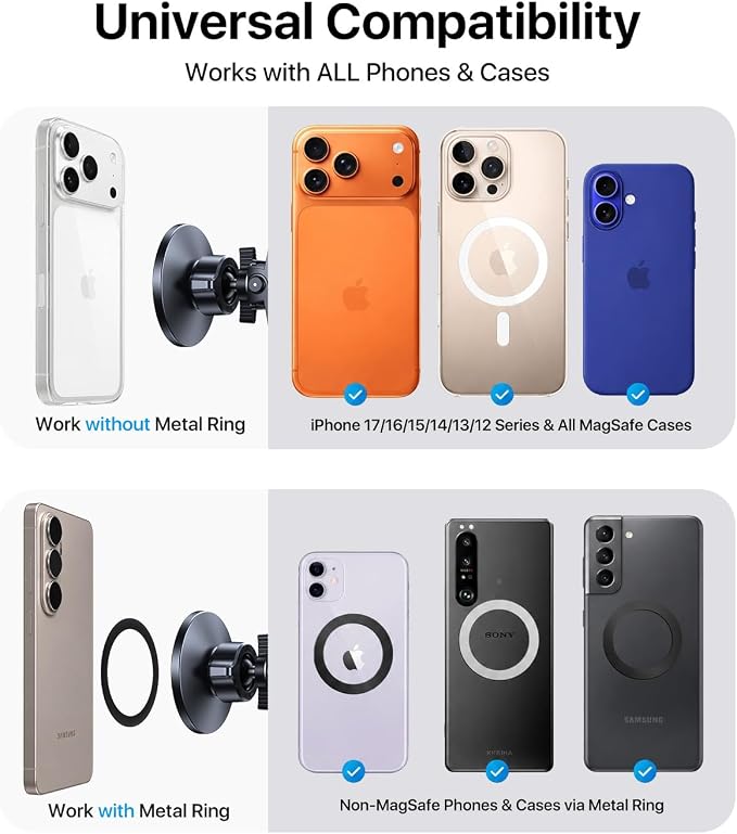 andobil for Magsafe Car Mount [Strongest Magnet & Upgraded 3M Adhesive] Magnetic Phone Holder for Car Dashboard 360 Adjustable Magnetic Car Phone Holder Mount for iPhone 17 Pro Max 16 15 14 13 Plus