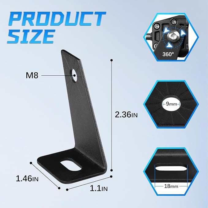 Light Bar Mounting Bracket, Aluminium Universal Adjustable Lightbar Side Mounted Brackets Mounts for Off Road Boat Trucks Pickup SUV ATV UTV (2 Pack)