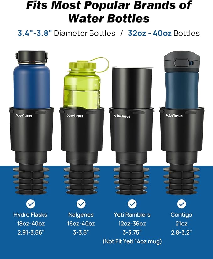 JOYTUTUS Car Cup Holder Expander Compatible with Toyota RAV4 2025 2024 2023 2022 2021 2020 2019,Compatible with Yeti Ramblers 12-36oz, Hydro Flasks 18-40oz,Large Bottles in 3.4"-3.8" (18-40oz)