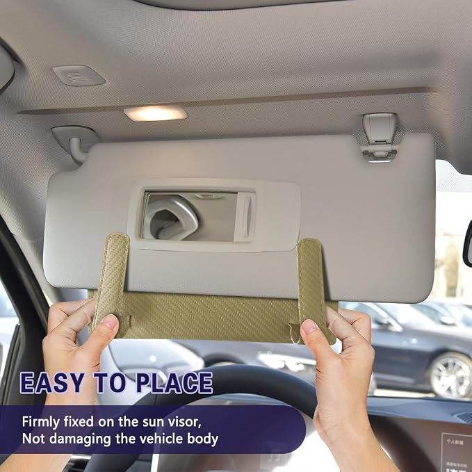 Car Visor Tissue Holder, Tissue Box Holder for Car, Leather Auto Sun Visor Napkin Case Mask Dispenser, Automotive Accessories Rectangular Hanging Auto Napkin Box Fit for Most Vehicles (Beige)