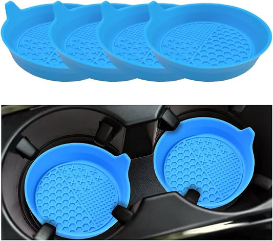 Mandark 4PCS Car Cup Holder Coaster, Silicone Anti-Slip Vehicle Insert Water Bottle Mat, Automotive Interior Insulation Drink Cup Pad Decor Accessories, Universal for SUV, Sedan, Truck (Light Blue)