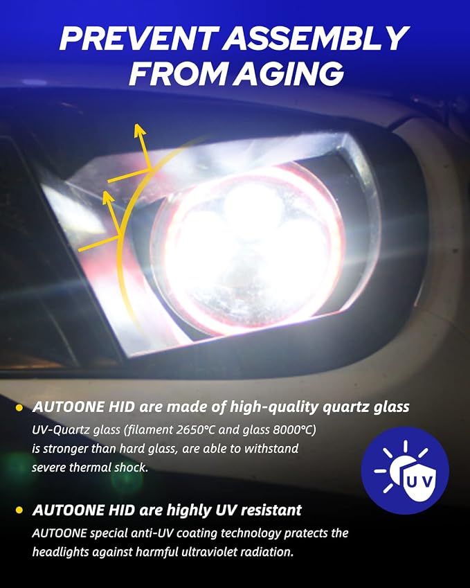 AUTOONE 2024 Upgraded D2S D2R HID Headlight Bulbs, 300% Brighter Lightness, 6000K Cool White 66040 66240 85122 Xenon Bulbs, 35W D2S HID Headlight Bulbs Super Bright Replacement, Easy installation