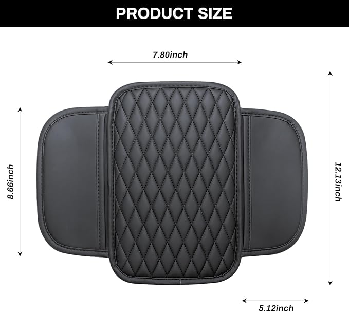 Ouzorp Car Center Console Cover, Upgraded Microfiber Leather Car Arm Rest Cover with 2 Storage Bags, Universal Armrest Cover for Car Storage Box Car Interior Accessories Protector for Most Vehicle