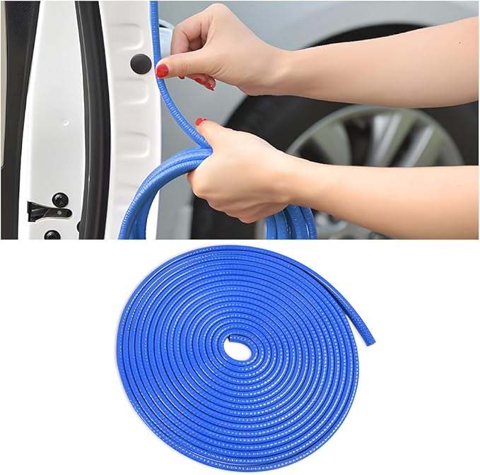 Osilly Car Door Edge Guards, 16Ft Rubber Seal Car Door Edge Trim, U Shape Door Edge Protector Guard, Aluminum Weather Proofing Automotive Door Edge Molding Protection for Most Car (Blue)