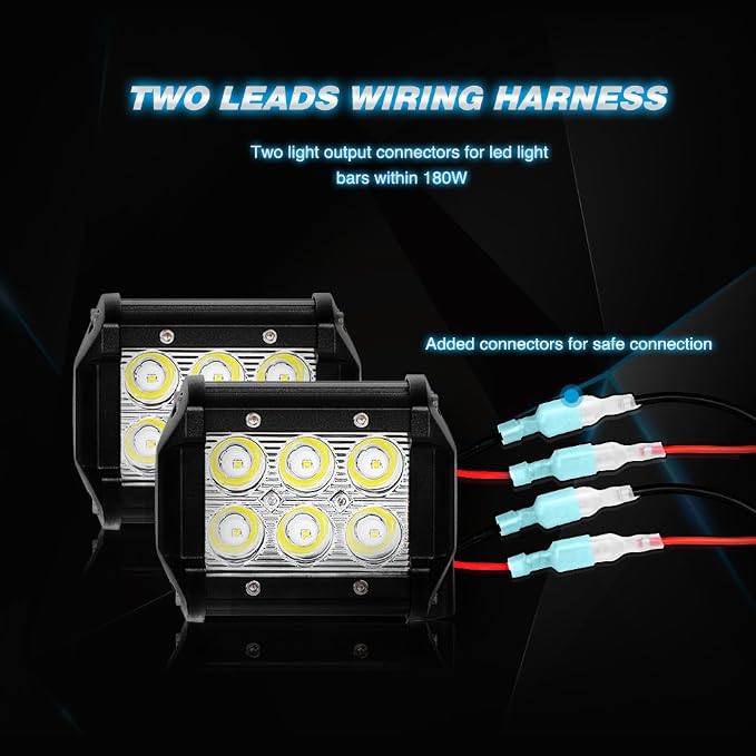 Nilight LED Light Bar Wiring Harness Kit 16AWG 12V On Off Waterproof Switch Power Relay Blade Fuse-2 Lead,2 Years Warranty (10020W), Black, Red, Blue, Green