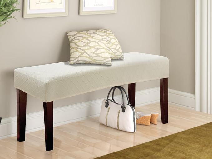 Fuloon Waterproof Dining Bench Cover, Removable Bench Slipcover Washable Bench Seat Protector Cover for Living Room, Bedroom, Kitchen (Beige)