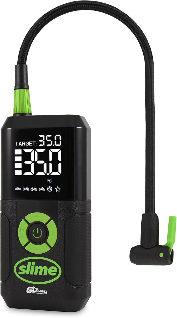 Slime 40089 Cordless 3-in-1 Tire Inflator w/Power Bank & LED Light, Auto Shut-Off, Digital Display & 6 Presets, Flat to Full in 8 Mins, Car, Bike, Motorcycle & More