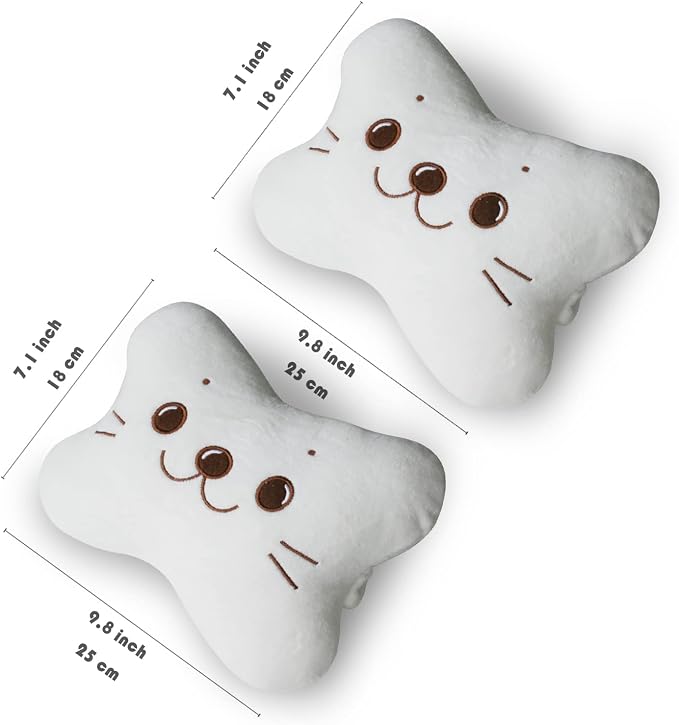 Sexysamba Car Headrest Pillow,Cartoon Neck Pillow for Car,Comfortable Soft Car Seat Pillow for Driving,Head Rest Cushion,Cute Neck Pillow for Travelling and Home 2Pcs (White)