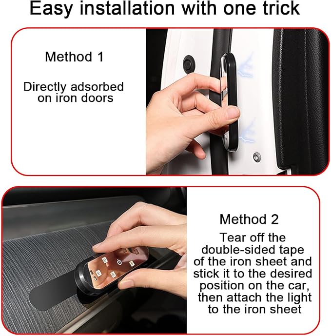 2PCS Car Door LED Lights Projector, 7 Colors Magnetic Vehicle Wireless Sill Courtesy Warning Lamp, USB Rechargeable Auto Interior Ambient Sensing Welcome Lights, Universal Fit