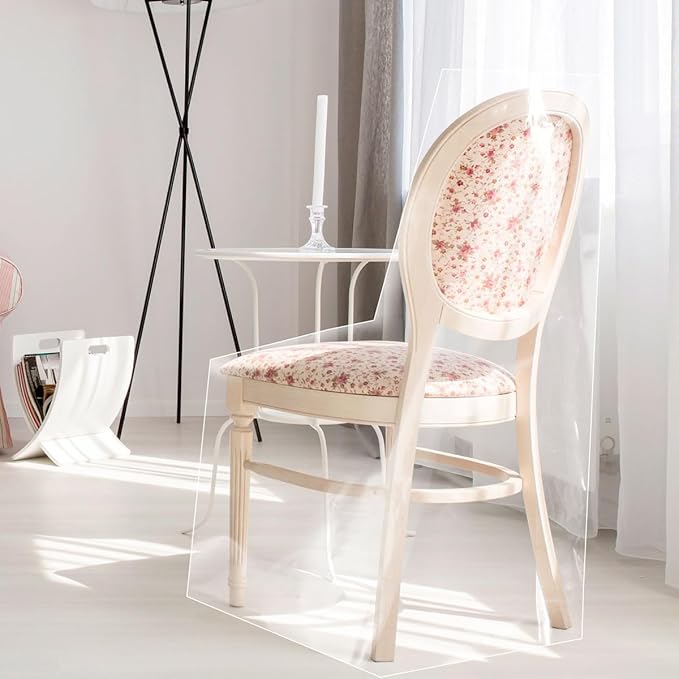 LAMINET Heavy-Duty Clear Chair Protectors - Protects Your Dining Room Chair All-Over from Dust, Dirt, Spills, Pet Hair/Dander, and Claws! Fits Chairs Up to 41”BH x 20" FH x 20”W x 22" D - Set of 4