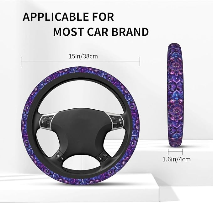 Mandala Steering Wheel Cover for Women Men Girls, Universal 15 Inch Anti Slip Steering Wheel Protector Car Accessories Interior for Auto Truck SUV