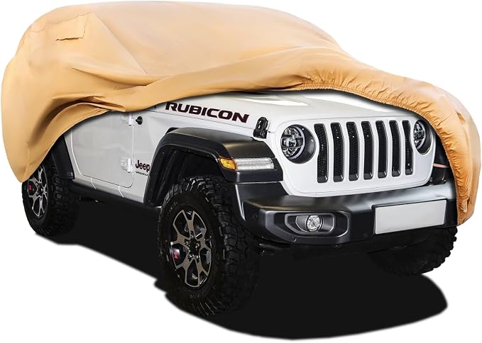 Heavy Duty Outdoor Car Cover Custom Fit for 2007-2026 Jeep Wrangler 2 Door, Windproof All Weather Waterproof Sun Rain UV Dust Snow Protection Outdoor Car Covers