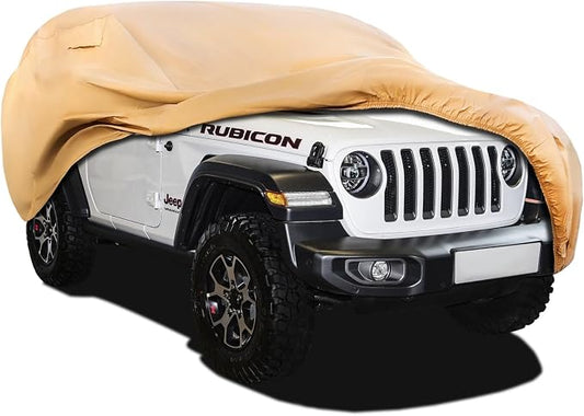 Heavy Duty Outdoor Car Cover Custom Fit for 2007-2026 Jeep Wrangler 2 Door, Windproof All Weather Waterproof Sun Rain UV Dust Snow Protection Outdoor Car Covers