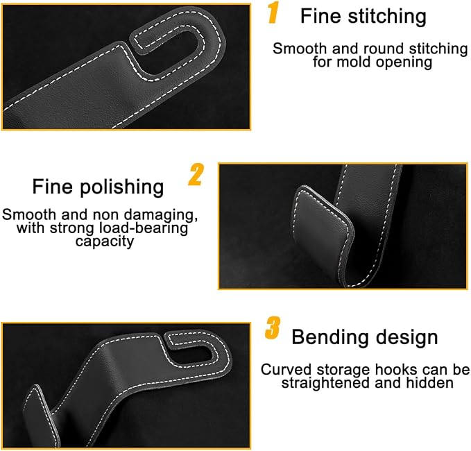 2PCS Car Seat Headrest Hook, Leather Vehicle Seatback Organizer Hanger for Hanging Purses Bags Coats, Auto Seat Back Storage Hook Accessories, Universal for SUV, Sedan, Truck (Red)