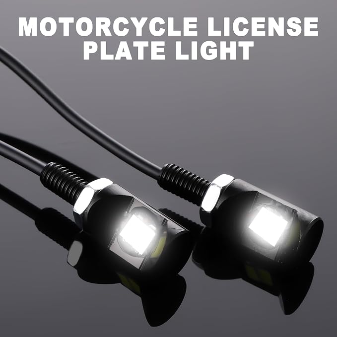 Frienda 10 Pcs License Plate Light 12v LED Motorcycle License Plate Light Waterproof Tag Screw Bolt Lamp Black Aluminium Bulb Holder Legal for Car Truck Motorcycle Bike Rv Atv Holder (2 Smd)