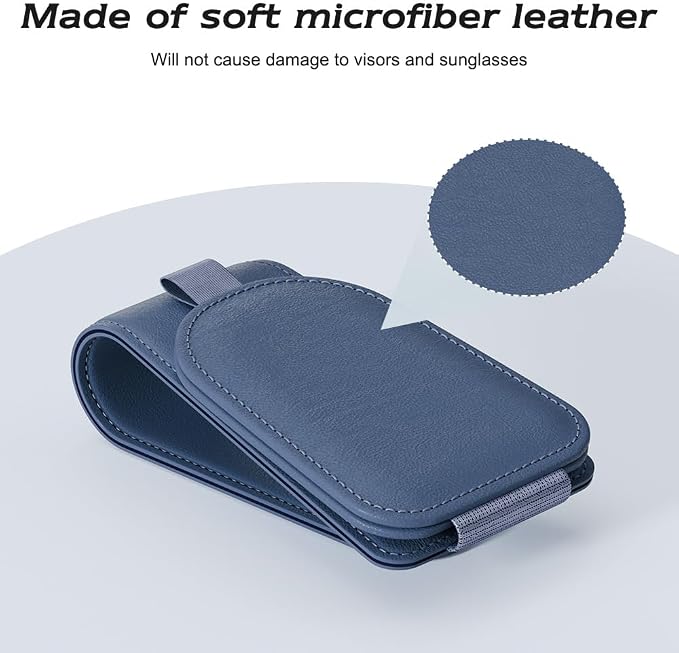 Sotfamily Sunglass Holder for Car Visor, Blue, 2 Packs | Suede Cloth, Magnetic, Organizer for Car Accessories