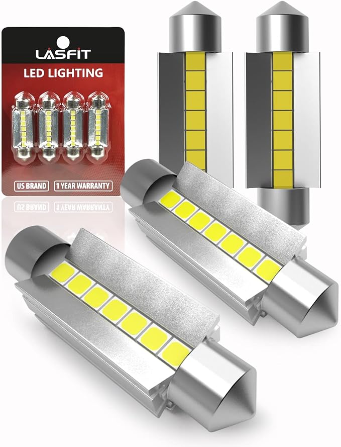 LASFIT Super Bright 578 LED Bulb 42mm Festoon 211-2 212-2 214-2 560 12844 Canbus Error Free 1.65 inch Upgraded for Dome Map Door Interior Door Trunk Glove Box Vanity Mirror Lights Xenon White (4pcs)