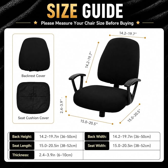 Stretchable Desk Office Chair Seat Covers - Universal Spandex Computer Chair Slipcover - Removable Washable Rotating Backrest Coverings & Cushion Protectors for Dogs, Cats, Pets, White