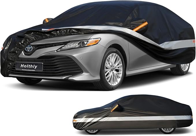 10 Layers Sedan Car Cover Waterproof All Weather for Automobiles,100% Waterproof Outdoor Car Covers Rain Snow UV Dust Protection. Custom Fit for Toyota Camry, Honda Accord, Nissan Altima, etc