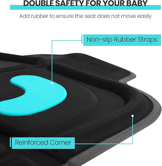 HEYTRIP Car Seat Protector, 2 Packs, Rear-Facing/Forward Facing Car Seat Mat for 0~12 Years Old Children, Waterproof, Easy Cleanup, Non-Slip, Fit Most Car Seats(Black Blue)