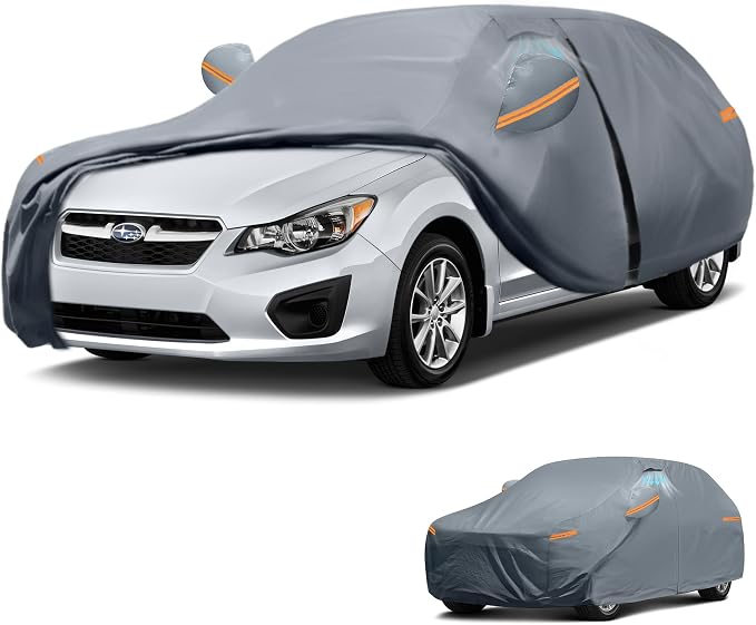 Waterproof Impreza Hatchback（2000-2026 Car Cover with Breathable Vents, [Upgrade] Premium Covers with Cotton Liner and Zipper Door,Sun Rain Snow Dust Uv Protection.(Gift with Towel)