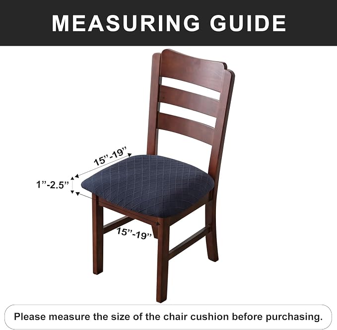 Genina Waterproof Seat Covers for Dining Room Chairs Covers Dining Chair Cover Kitchen Chair Covers (Navy Blue, 4 Pcs)