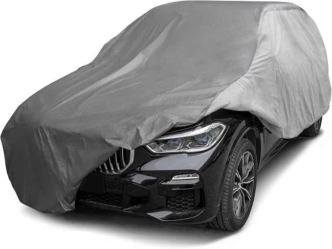 XCAR Waterproof SUV Car Cover, All Weather, Fits SUVs Up to 187" | Windproof Buckles, Breathable Fabric, UV, Rain, Snow & Dust Protection, Soft Non-Scratch Lining, Indoor & Outdoor Use