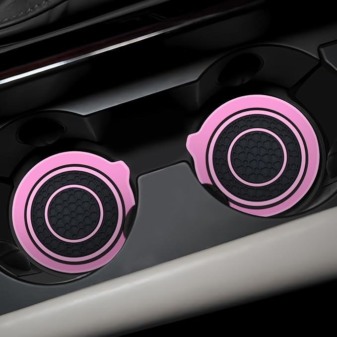 Mandark Car Cup Holder Coaster, 2.75 Inch Non-Slip Vehicle Cup Holder Insert Mats, Dustproof Automotive Interior Console Cup Insulated Pads Accessories, Universal for SUV, Sedan, Truck (Pink)