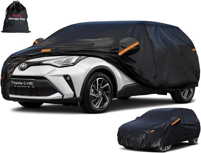 Kayme 7 Layers SUV Car Cover Custom Fit for Toyota C-HR (2017-2026), Waterproof All Weather for Automobiles,Rain Sun UV Protection.Black