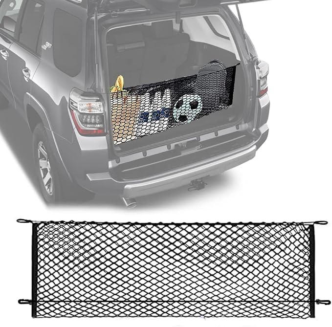 Envelope Trunk Cargo Net Compatible with Nissan Armada 2005 to 2026 | Trunk Cargo Net Compatible with Nissan Armada 2005-2023, 2024, 2025 2026; Black Polyester Hook Cargo Net for SUV Trunk