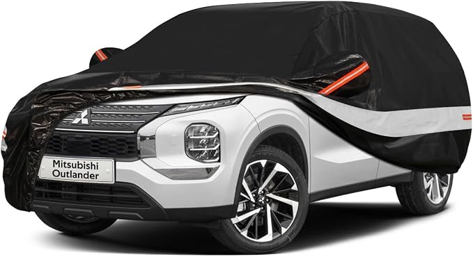 10 Layers SUV Car Cover Custom Fit for Mitsubishi Outlander (2005-2026) Waterproof All Weather for Automobiles, Outdoor Full Cover Sun UV Rain Protection with Cotton.Black