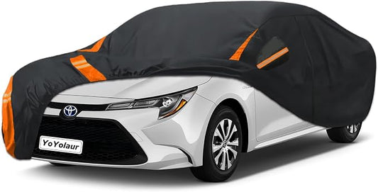 10-Layer Compatible with Toyota Corolla Car Cover Waterproof All Weather for Automobiles, Outdoor Full Exterior Covers Soft Cotton Lining with Door Zipper, Fit for Toyota Corolla 2000-2025