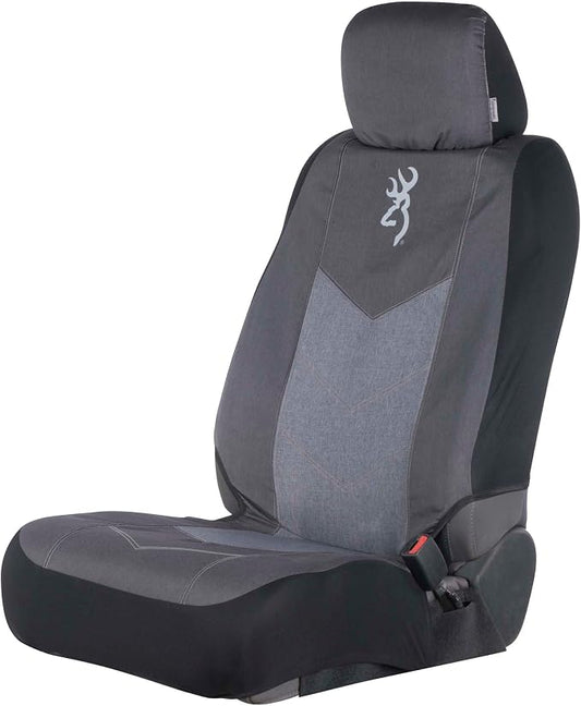 Browning Universal Front and Bench Seat Covers, Water Resistant for Car, Truck, and SUV, Chevron (Heather Black)